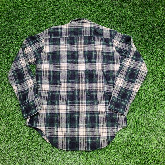 Vintage 90s Western Hippie Shadow Plaid Shirt S/M 19x28 Wool - Picture 2 of 11